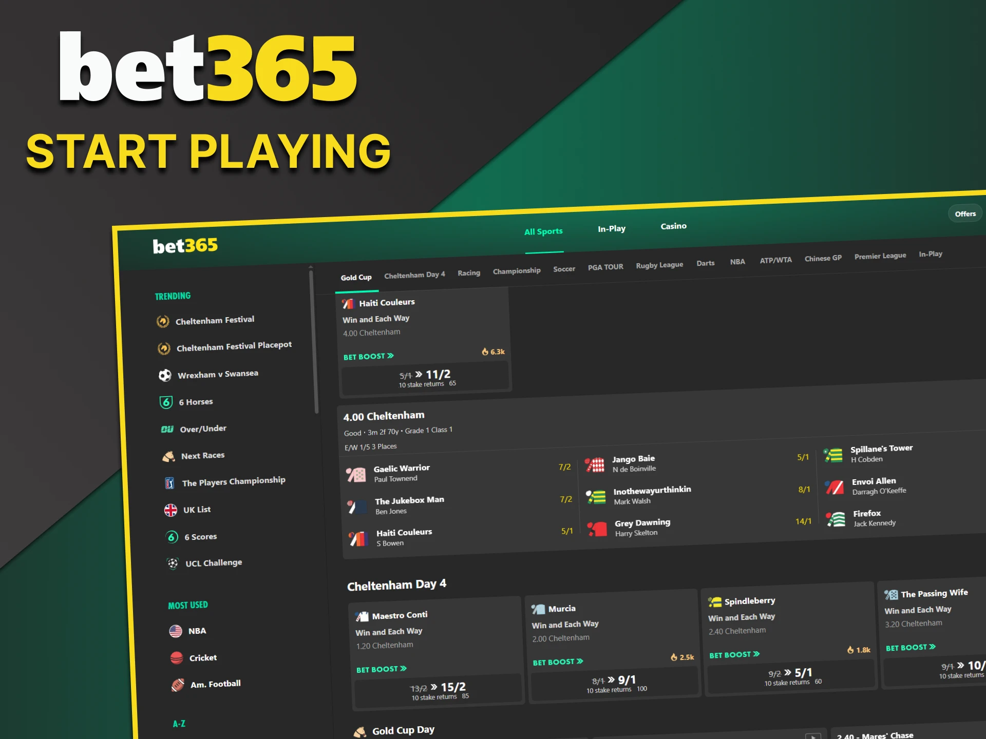 In just a few steps, you can start placing bets and playing at Bet365.